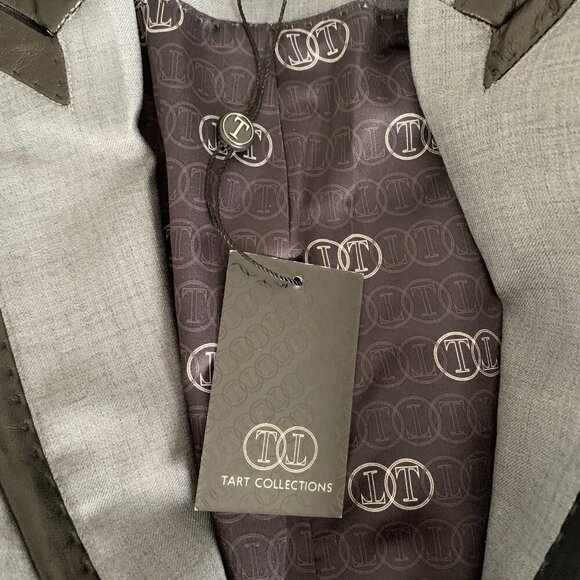 Tart Collections Wool Blend Lamb Leather Trim Fitted Blazer Jacket New - Picture 14 of 16